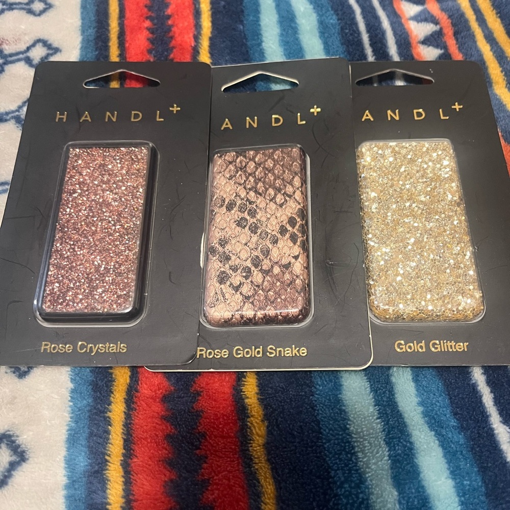Handl Phone Grip - Black and Gold Glitter